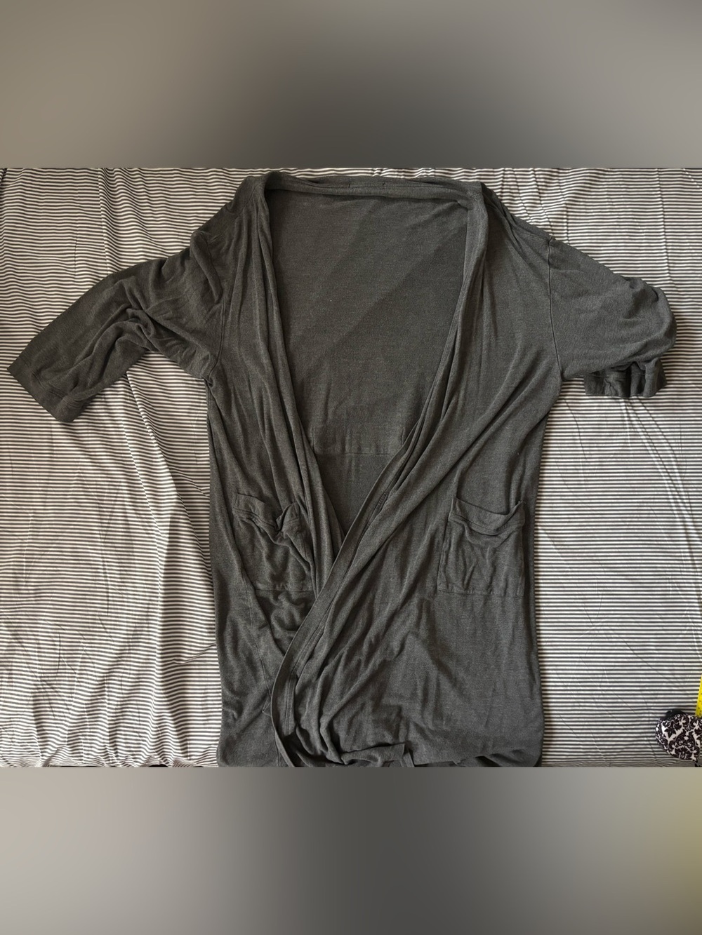 Women's Dark Gray Maternity Open Front Wrap Robe